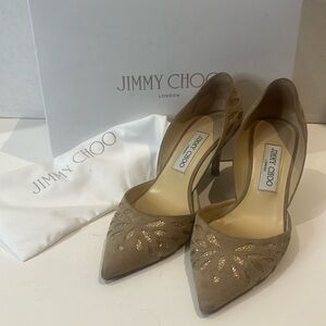 Jimmy Choo Suede Glitter Heel (38)